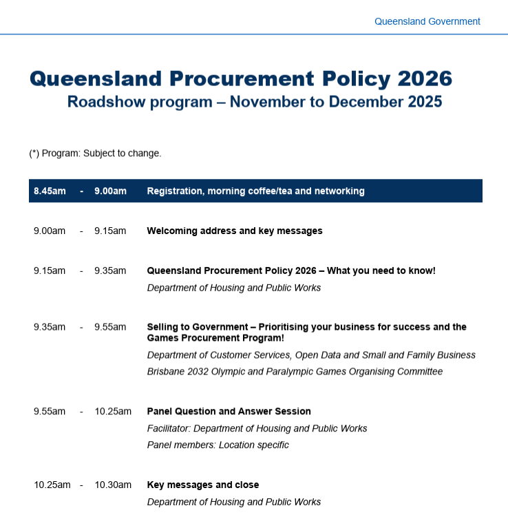 Qld Procurement Roadshow 2026